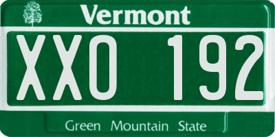 VT license plate XXO192
