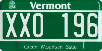 VT license plate XXO196