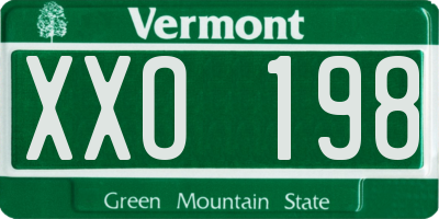VT license plate XXO198