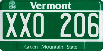 VT license plate XXO206
