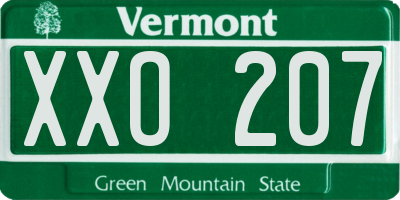 VT license plate XXO207