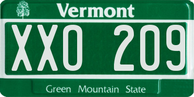 VT license plate XXO209