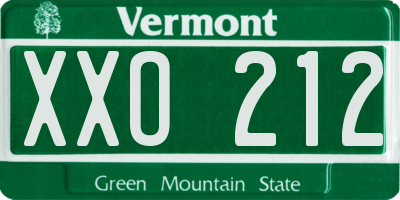 VT license plate XXO212