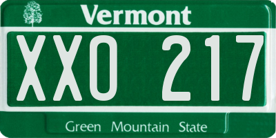 VT license plate XXO217
