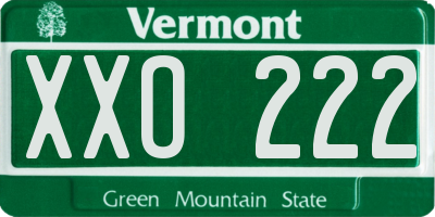 VT license plate XXO222