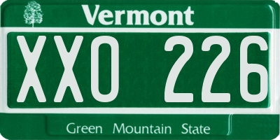 VT license plate XXO226