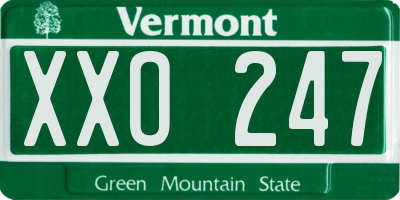 VT license plate XXO247