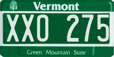 VT license plate XXO275