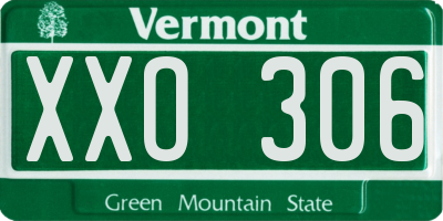 VT license plate XXO306