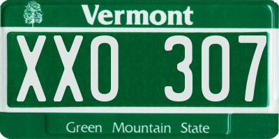 VT license plate XXO307