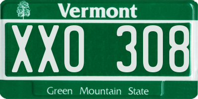 VT license plate XXO308