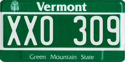 VT license plate XXO309