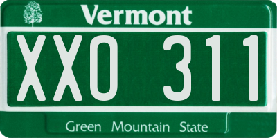 VT license plate XXO311