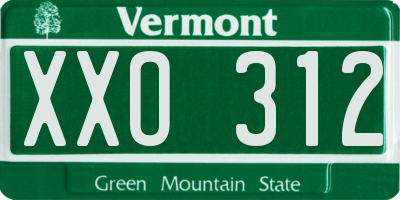 VT license plate XXO312