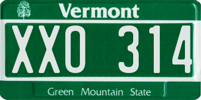 VT license plate XXO314