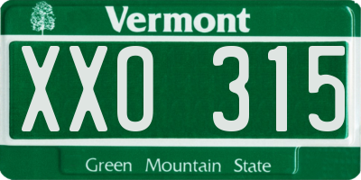 VT license plate XXO315