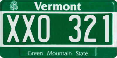 VT license plate XXO321