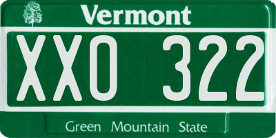 VT license plate XXO322