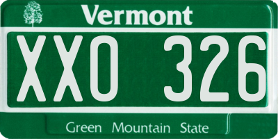 VT license plate XXO326