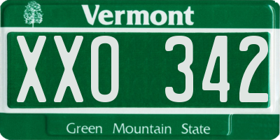 VT license plate XXO342