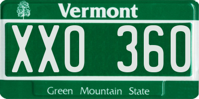 VT license plate XXO360