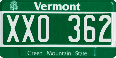 VT license plate XXO362