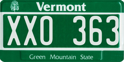 VT license plate XXO363