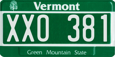 VT license plate XXO381