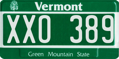 VT license plate XXO389