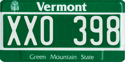 VT license plate XXO398