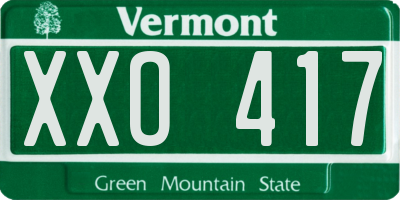VT license plate XXO417