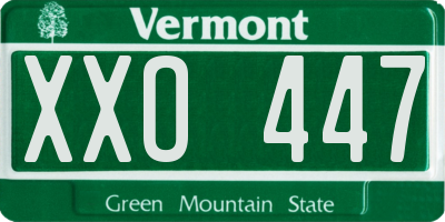 VT license plate XXO447