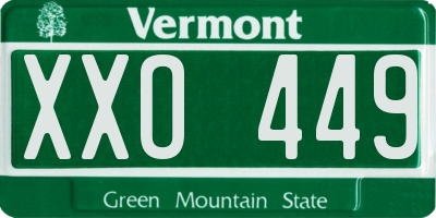 VT license plate XXO449
