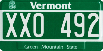 VT license plate XXO492