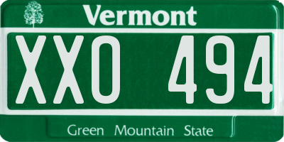 VT license plate XXO494