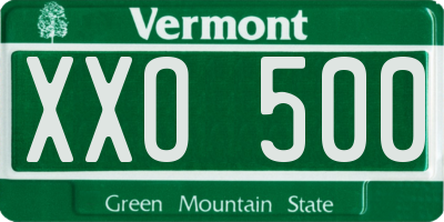 VT license plate XXO500