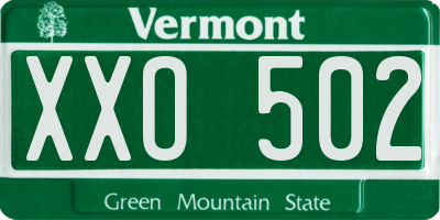 VT license plate XXO502