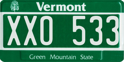 VT license plate XXO533