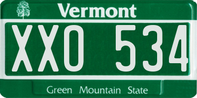VT license plate XXO534