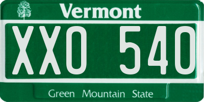 VT license plate XXO540