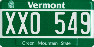 VT license plate XXO549
