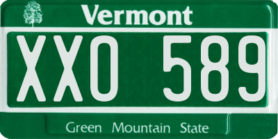 VT license plate XXO589