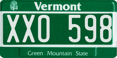 VT license plate XXO598