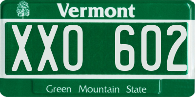 VT license plate XXO602