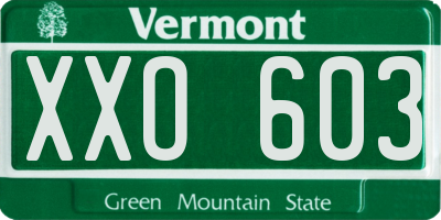 VT license plate XXO603