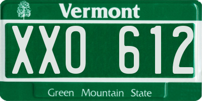 VT license plate XXO612