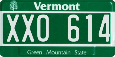 VT license plate XXO614