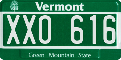 VT license plate XXO616