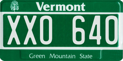 VT license plate XXO640
