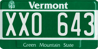 VT license plate XXO643